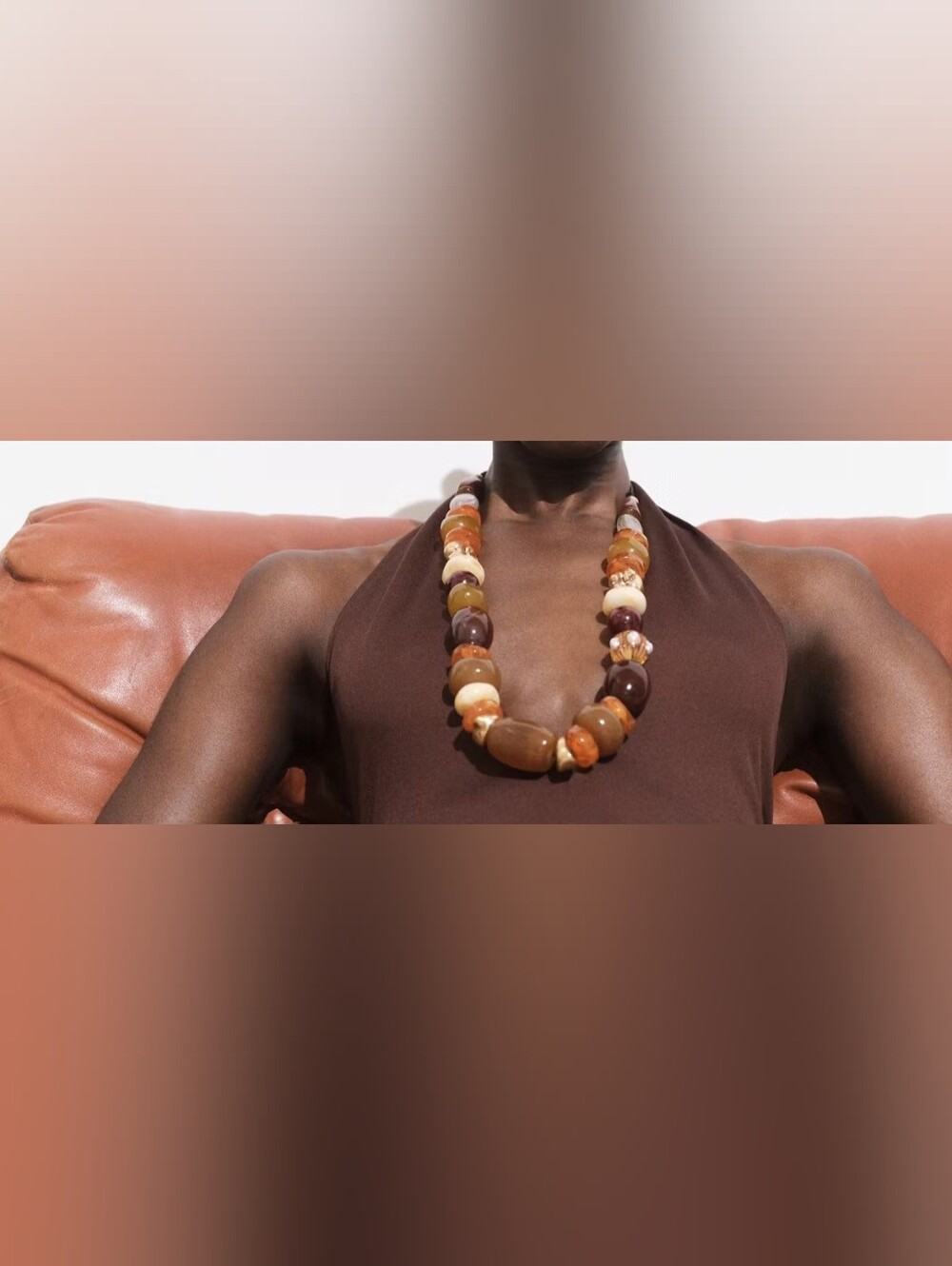 Mango Amber, Cream and Deep Brown Beaded Necklace - Picture 4 of 5